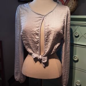 Elegant Lavender Tie-Front Blouse